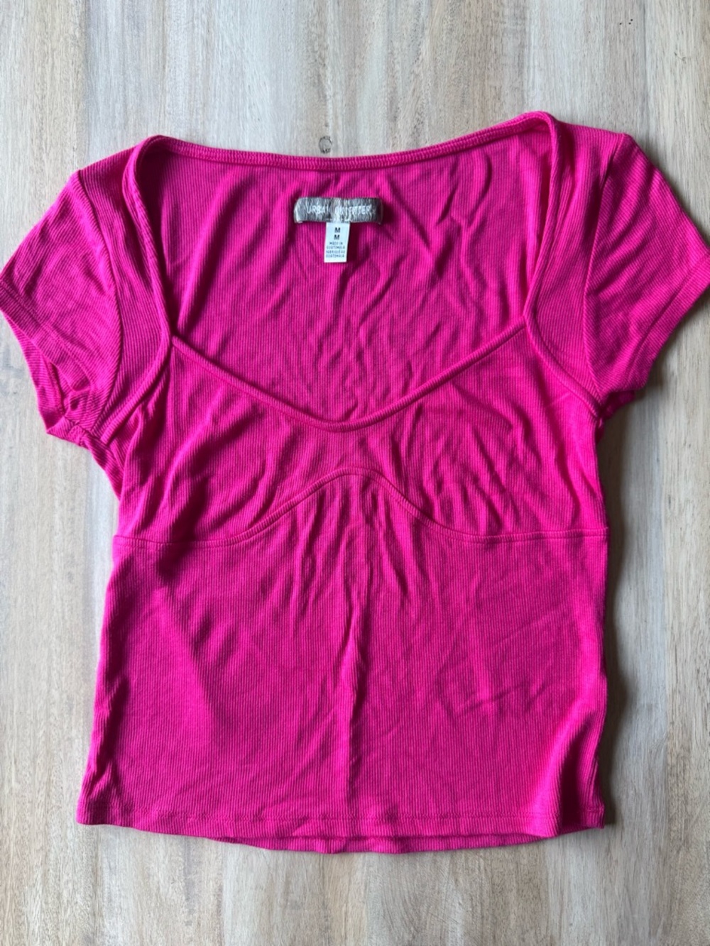 Urban Outfitters Hot Pink Short Sleeve Scoop-Neck Tee